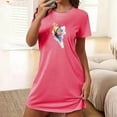 thumbnail image 1 of Sakmal Lightweight Nightgowns Women Pink Short Loungewear Butterfly Print Short Sleeve Nightgowns for Women, 1 of 5