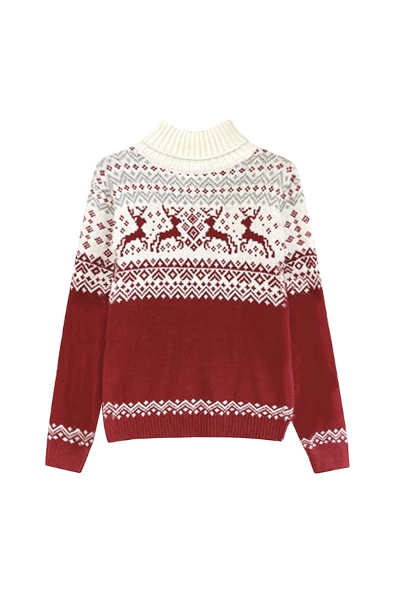 Lightweight Sweaters Women Holiday Turtleneck Red Christmas Casual Graphic Sweater for Women M