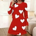 thumbnail image 1 of Sakmal Lightweight Womens Moomoo Nightgowns Long Sleeve Love Valentines Pajama Dress Heart Print Knee Length Nightgowns for Women L, 1 of 6