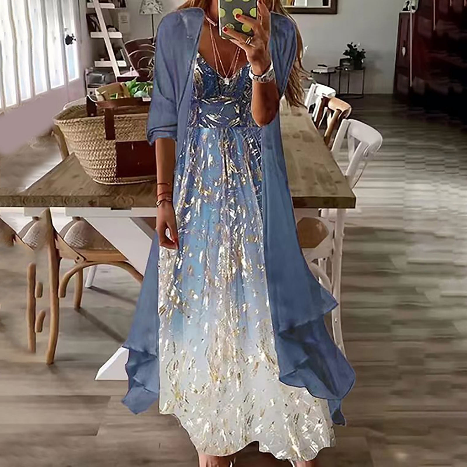 Sakmal Long Dresses for Women 2024 Spring Blue Fit & Flare Dresses Two Piece Boho 3/4 Sleeve Slip Dress Deep V-Neck Trendy Womens Skirts - Walmart.com Sakmal Long Dresses for Women 2024 Spring Blue Fit & Flare Dresses Two Piece Boho 3/4 Sleeve Slip Dress Deep V-Neck Trendy Womens Skirts - Walmart.com