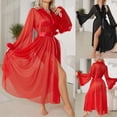 thumbnail image 1 of Sakmal Long Length Womens Robes Sheer Bathrobe for Women Black Ladies Robe, 1 of 8