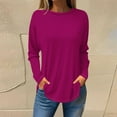 thumbnail image 1 of Sakmal Long Sleeve Ladies Tops Under $5 Purple Crew Neck Solid Tunic Ladies Shirts, 1 of 3