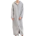 thumbnail image 1 of Sakmal Long Sleeve Moo Moo for Men Flannel Big and Tall Fleece Night dress Hooded Gray Mens Nightgown with Pockets, 1 of 4
