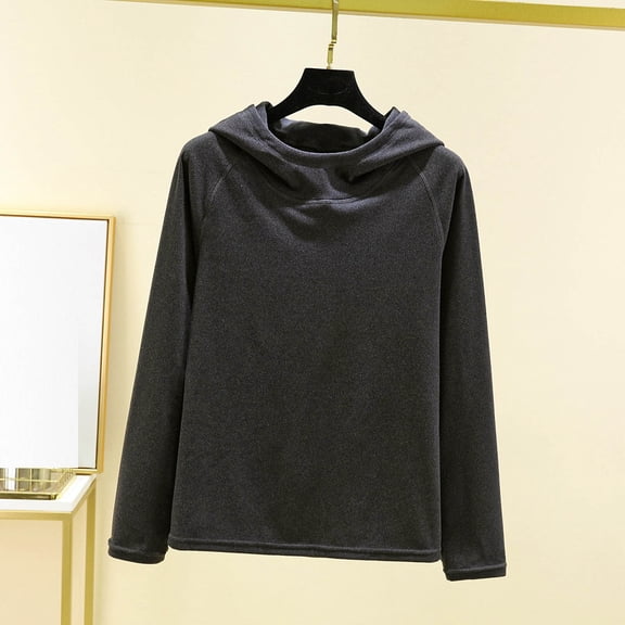 Sakmal Long Sleeve Pajama Tops for Women Pullover Shirts Hooded Gray Shirts for Women L