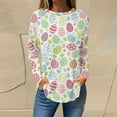 thumbnail image 1 of Sakmal Long Sleeve Plus Size Tops for Women Yellow Graphic Easter Boatneck Tunic Plus Size Ladies Shirts, 1 of 3