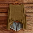 thumbnail image 1 of Sakmal Long Sleeve Sweaters Women Pullover Cute Cotton Tops Crew Neck Fashion Brown Sweaters for Women, 1 of 6