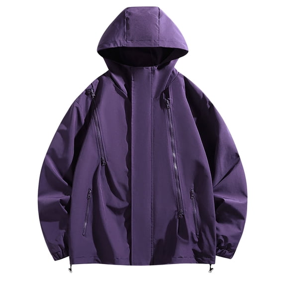 Sakmal Long Sleeve Winter Coats for Women Purple Snow Wear Breathable Solid Lightweight with Hoods Outdoor Hiking Jackets for Girls