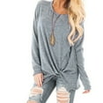 thumbnail image 1 of Sakmal Long Sleeve Womens Tops Gray Solid Crew Neck Tunic Womens Shirts Under $5, 1 of 9