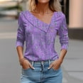 thumbnail image 1 of Sakmal Long Sleeve Womens Tops&nbsp;Plus Size Purple Button V-Neck Floral Blouses Ladies Shirts Clearance, 1 of 3