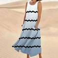 thumbnail image 1 of Sakmal Long Sundresses for Women Blue Linen Sundress Dress Sleeveless Tank Dresses with Pockets, 1 of 5