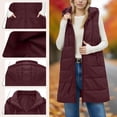 thumbnail image 1 of Sakmal Long Winter Vest for Women Plus Size Puffer Quilted Snow Jackets Red Long Hooded Waterproof 3/4 Sleeve Vests for Women, 1 of 9