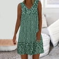 thumbnail image 1 of Sakmal Loose Fit Plus Size Summer Dresses Floral Boho Sleeveless Comfort Fit Green Mid-Length Shift Dress, 1 of 6