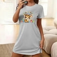 thumbnail image 1 of Sakmal Loose Moomoo Womens Nightgown Cozy Soft Gray Christmas Sleepshirt Reindeer Print Short Short Sleeve Crew Neck Nightgowns S-2XL, 1 of 5