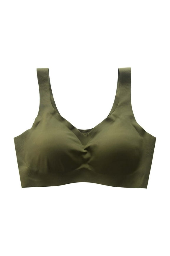 Lounge Bras for Women Lightweight Full Coverage Wireless Minimize Seamless Solid Green Ladies Bra for Summer