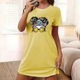 thumbnail image 1 of Sakmal Lounge Nightgowns for Women Cozy Cloud-Like Yellow Loose Night dress Short Short Sleeve Cartoon Print Crew Neck Nightgowns S-2XL, 1 of 5