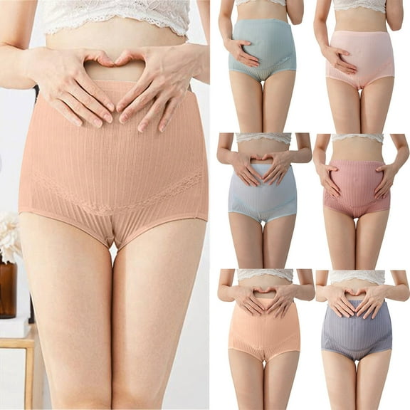 Sakmal Maternity Womens Underwear Plus Size Cotton Postpartum Panties Beige Stretch Women's Panties L