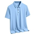thumbnail image 1 of Sakmal Men'S Short Sleeve Collared Blue Polo Shirts Three Button Henley Closure Cooling Summer Tops, 1 of 2