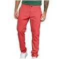 thumbnail image 1 of Sakmal Men's Khaki Pants Straight Leg Linen Pink Business Casual Relaxed Fit Men's Chino Pants XL, 1 of 5