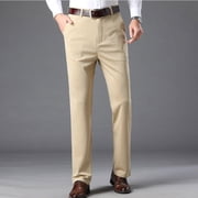 Sakmal Men's Khaki Pants Straight Leg Trousers Slacks Yellow Regular Chino Pants Men L
