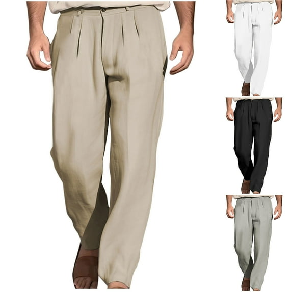 Sakmal Men's Khaki Pants Straight Leg High Waisted Business Casual Black Regular Chino Pants Men L