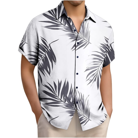 Sakmal Men's and Big Men's Button Down Hawaiian Shirts Breathable Short Sleeve Tshirts Floral Tropical Shirts for Men L