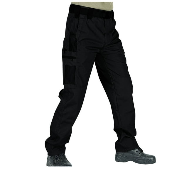 Sakmal Mens Cargo Pants Straight Leg Big and Tall Multi Pockets Relaxed Fit Black Mens Pants 3XL