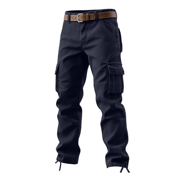 Sakmal Mens Cargo Pants Work Straight Leg Multi Pockets Blue Men's Pants