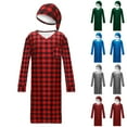thumbnail image 1 of Sakmal Mens Moomoo Nightgowns Lightweight Long Sleeve Sleepwear Green V Neck Nightgowns for Men with Hat, 1 of 9