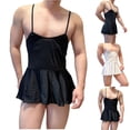 thumbnail image 1 of Sakmal Mens Moomoo Nightgowns Sleeveless Babydoll Big and Tall Moomoo Dress Black Scoop Neck Mens Nightgown Free Size, 1 of 5