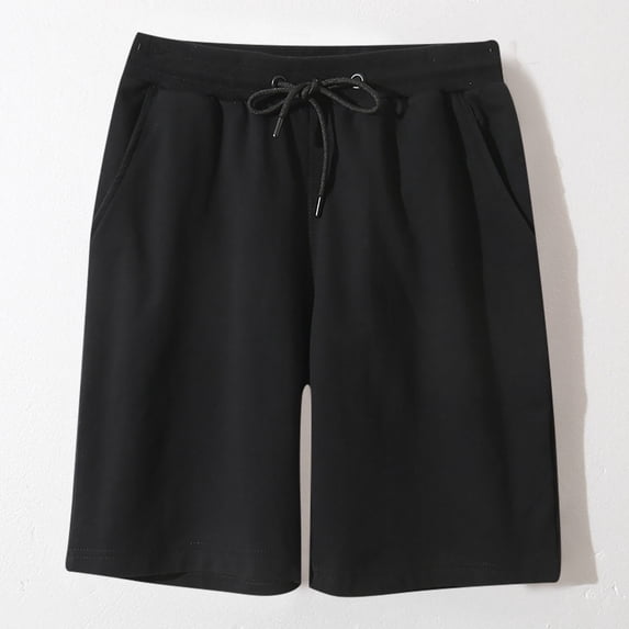 Sakmal Mens Shorts Black Sweat Solid with Pockets Men'S Pants Regular and Big & Tall Sizes