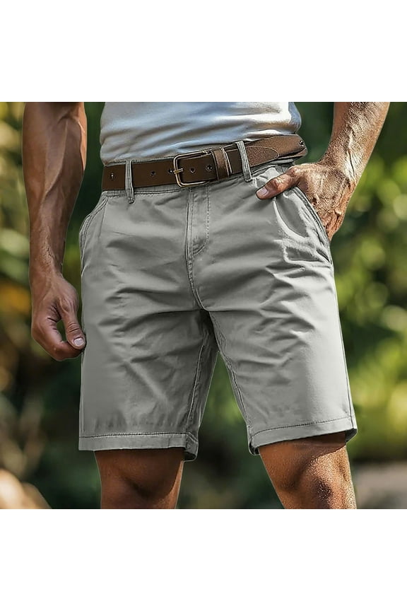 Mens Shorts Chino Khaki Big and Tall Knee Length Casual 9 Inch Lightweight Solid Gray Mens Shorts 3XL