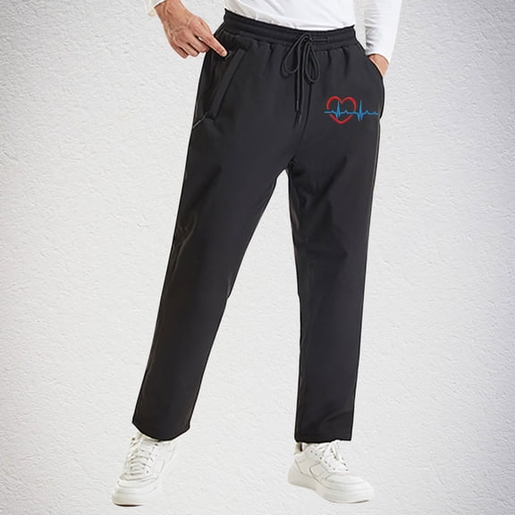 Sakmal Mens Sweatpants Wide Leg Open Bottom Stretchy Heated Pants High Waisted Blue Hiking Sweatpants for Men M