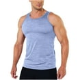 thumbnail image 1 of Sakmal Mens Tank Tops Blue Blue Scoop Neck Camisole Stringer Solid Muscle Sleeveless T Shirts for Men, 1 of 7