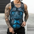 thumbnail image 1 of Sakmal Mens Tank Tops Blue Scoop Neck Blue Stringer Lightweight Lion Graphic Camisole Muscle Men Sleeveless T Shirts, 1 of 8