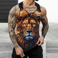 thumbnail image 1 of Sakmal Mens Tank Tops Orange Scoop Neck Orange Lion Lightweight Stringer Camisole Graphic Muscle Sleeveless Shirts, 1 of 7
