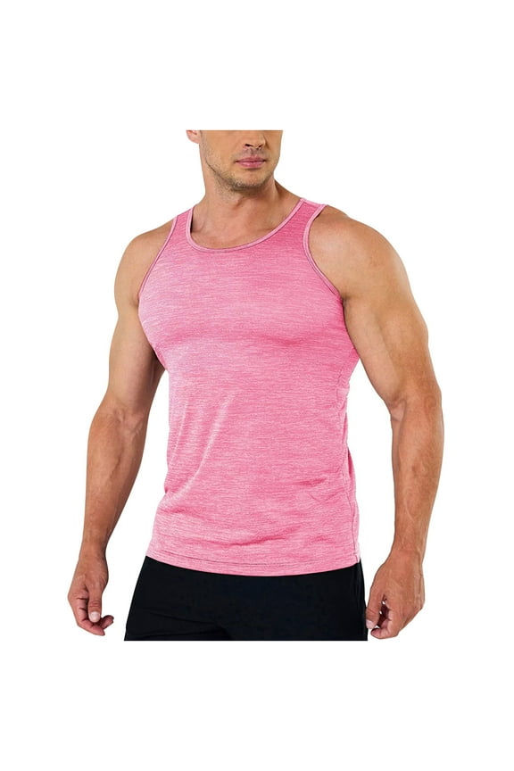 Mens Tank Tops Pink Pink Scoop Neck Muscle Stringer Solid Camisole Mens Sleeveless Shirts