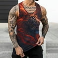 thumbnail image 1 of Sakmal Mens Tank Tops Summer Red Red Scoop Neck Camisole Lion Lightweight Graphic Stringer Muscle Mens Sleeveless Shirts, 1 of 7