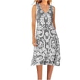 thumbnail image 1 of Sakmal Mid-Length Summer Dresses Gray V-Neck Sleeveless Loose Fit Graphic Slip Dress, 1 of 5