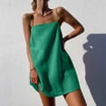 thumbnail image 1 of Sakmal Mid-Length Sundresses for Women 2024 Square Neckline Green Sexy Solid Sleeveless Slip Dress, 1 of 6