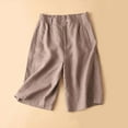 thumbnail image 1 of Sakmal Shorts Womens Straight Leg Chino Brown Cotton and Linen Khaki Dressy Shorts with Pockets, 1 of 9