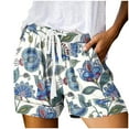 thumbnail image 1 of Sakmal Shorts for Women 5" White Floral Print Beach Vacation Hawaiian Shorts with Pockets, 1 of 5