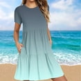 thumbnail image 1 of Sakmal Midi Summer Dresses for Women Vacation Blue T Shirt Dress Short Sleeve A Line Dresses with Pockets, 1 of 6