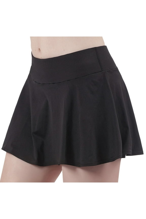 Mini Skirt with Shorts Underneath Tennis Gym Ruffle Black Solid 3 Inch Inseam Trendy Skorts