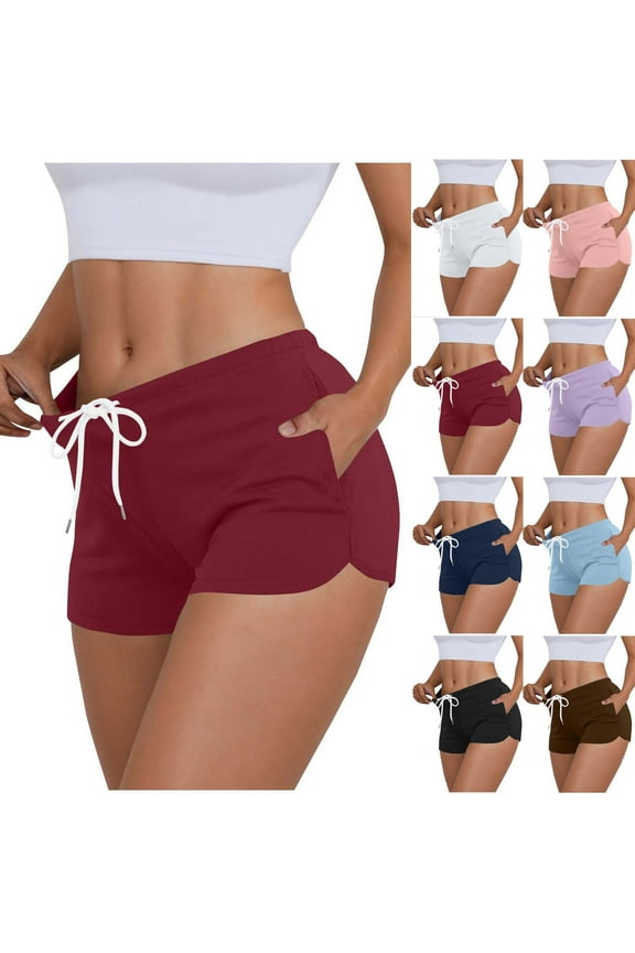 Mini Womens Shorts Hotpants Drawstring Plus Size Stretchy Solid Black Ladies Shorts with Pockets