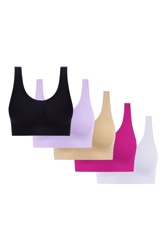 Minimizer Women Bras Plus Size Bralette Purple Double Support Ladies T-Shirt Bras 4X,5-Pack