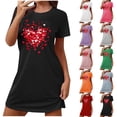 thumbnail image 1 of Sakmal Moomoo Nightgownss Women Cute Short Sleeve Valentines Love Sleepwear Knee Length Heart Print Womens Nightgown L, 1 of 6