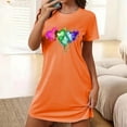 thumbnail image 1 of Sakmal Moomoo Sleepwear for Women Short Orange Cute Loungewear Short Sleeve Heart Print Nightgowns for Women, 1 of 5
