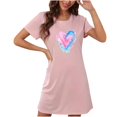 thumbnail image 1 of Sakmal Moomoo Womens Nightgowns Short Sleeve Valentines Love Soft Sleepshirt Short Heart Print Womens Nightgown 2X, 1 of 4