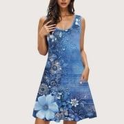 Sakmal Mumu Nightgownss for Women Sleeveless Moomoo Dress Floral Knee Length Nightgowns for Women L