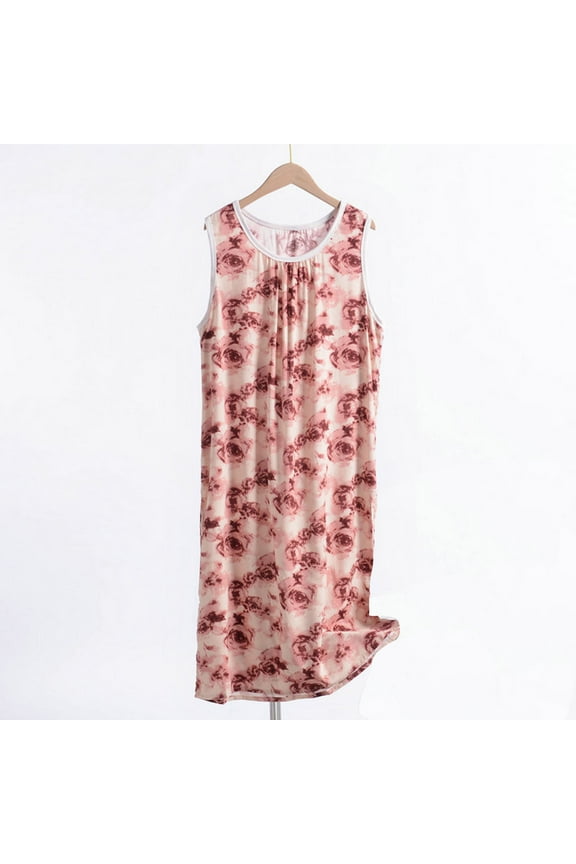 Night dress for Women Plus Size Sleep Tanks Comfy House Dress Red Short Sleeve Sleep Tanks